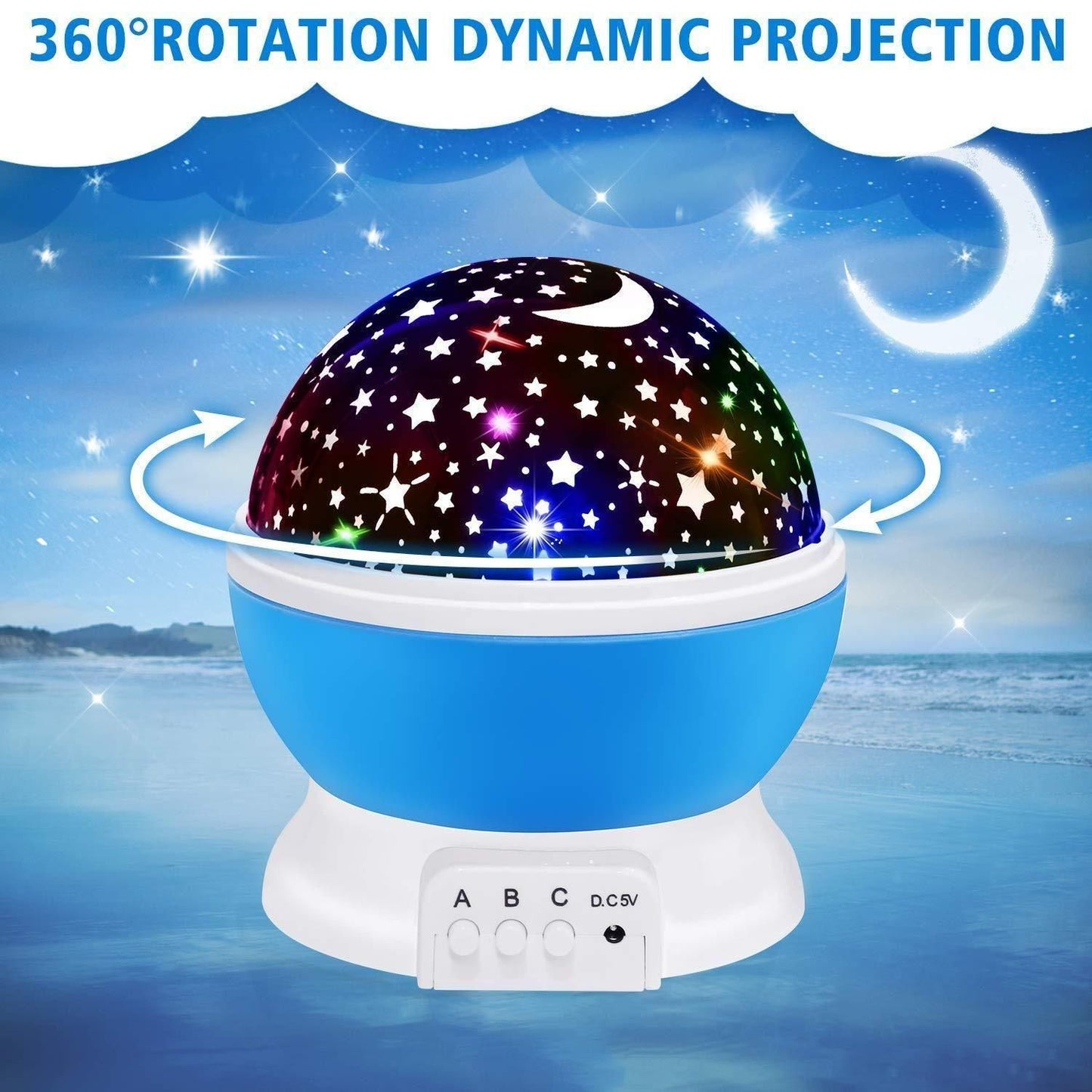 Star Master Rotating 360 Degree Moon Night Light Lamp Projector with Color ,Lamp for Kids Room Night Bulb