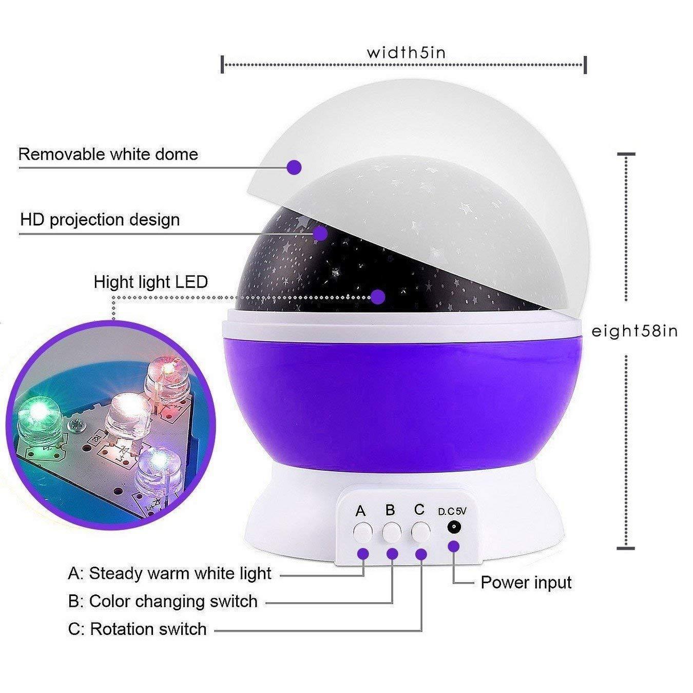 Star Master Rotating 360 Degree Moon Night Light Lamp Projector with Color ,Lamp for Kids Room Night Bulb